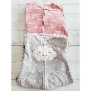 •Carters Small 0-3 Months Fleece Mama Dada Cloud Sleep Sack